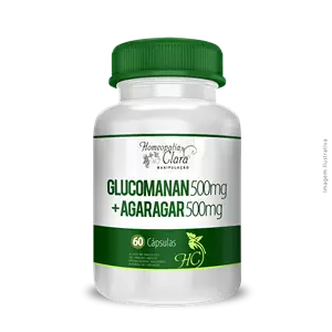 Glucomanan 500mg + Agar Agar 500mg 60 Cápsulas