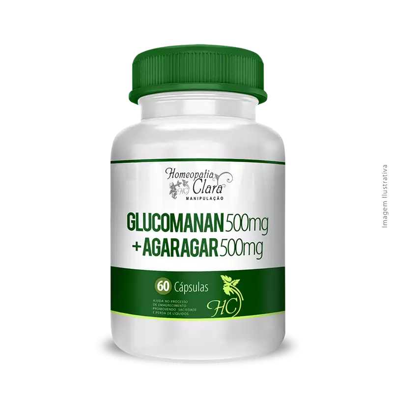 Glucomanan 500mg + Agar Agar 500mg 60 Cápsulas