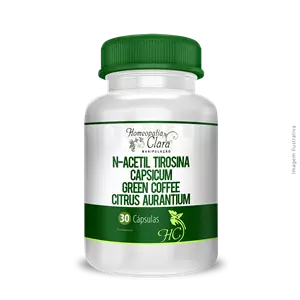 N-Acetil Tirosina / Capsicum / Green Coffee / Citrus aurantium 30 Cápsulas N-Acetil Tirosina / Capsicum / Green Coffee / Citrus aurantium 30 Cápsulas